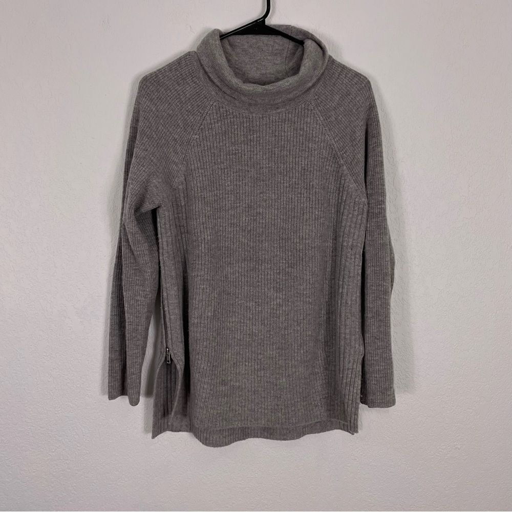 Vince Grey Wool and Cashmere Blend Turtleneck Zipper Sides Sweater Medium